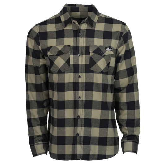 FLANNEL OLIVE/BLK L